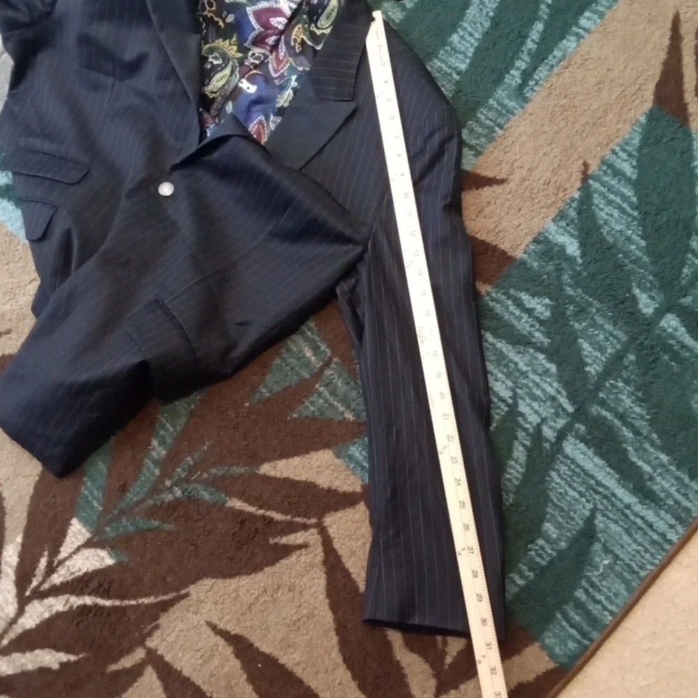 Robert Graham Navy Pinstripe Wool Single Breasted Blazer Mens 44